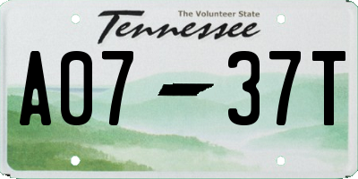 TN license plate A0737T