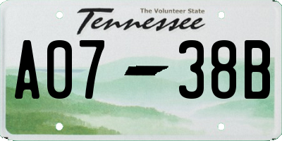 TN license plate A0738B