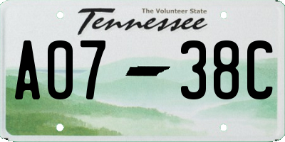TN license plate A0738C