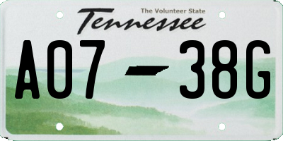 TN license plate A0738G