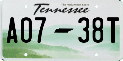TN license plate A0738T