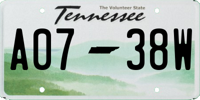 TN license plate A0738W