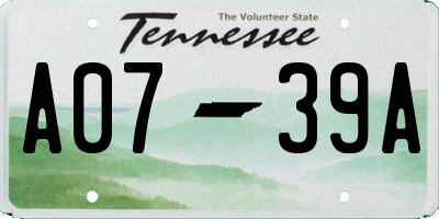 TN license plate A0739A
