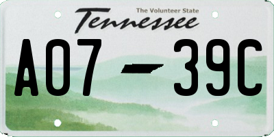 TN license plate A0739C