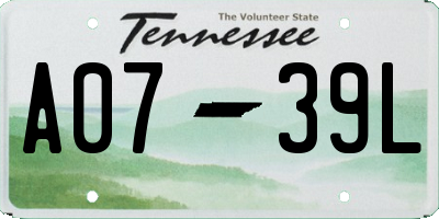 TN license plate A0739L