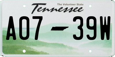 TN license plate A0739W