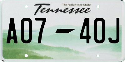 TN license plate A0740J