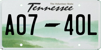 TN license plate A0740L