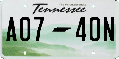 TN license plate A0740N