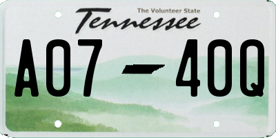 TN license plate A0740Q