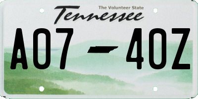 TN license plate A0740Z