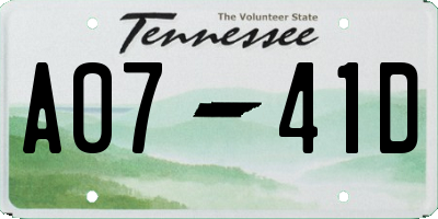 TN license plate A0741D