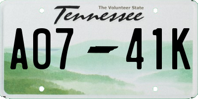 TN license plate A0741K