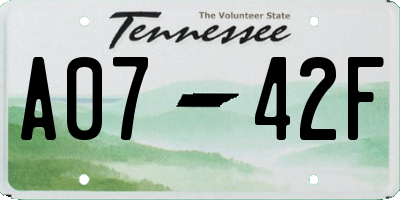 TN license plate A0742F