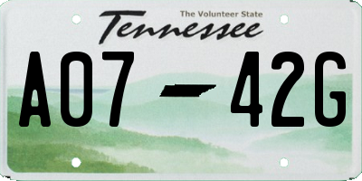 TN license plate A0742G