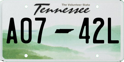 TN license plate A0742L