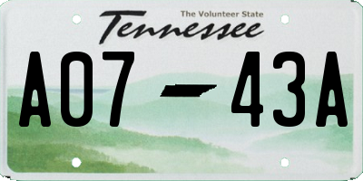 TN license plate A0743A