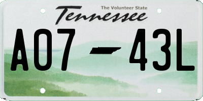 TN license plate A0743L