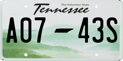 TN license plate A0743S