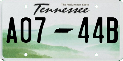 TN license plate A0744B