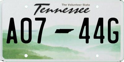 TN license plate A0744G