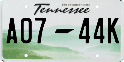 TN license plate A0744K