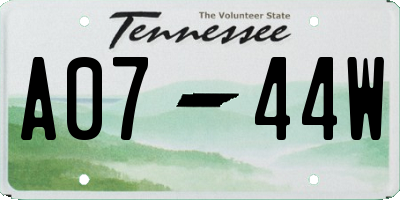 TN license plate A0744W