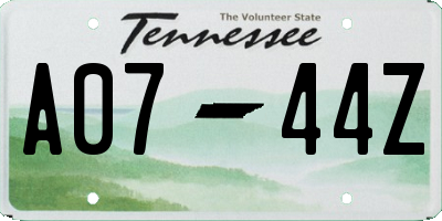 TN license plate A0744Z