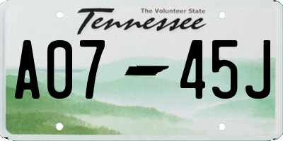 TN license plate A0745J