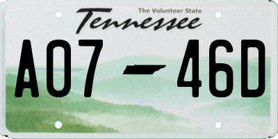 TN license plate A0746D