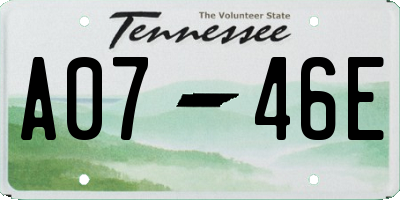 TN license plate A0746E