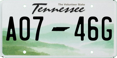 TN license plate A0746G
