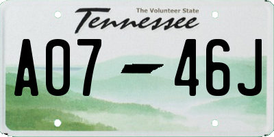 TN license plate A0746J