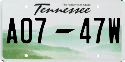 TN license plate A0747W