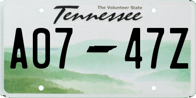 TN license plate A0747Z