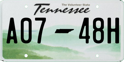 TN license plate A0748H