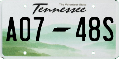 TN license plate A0748S
