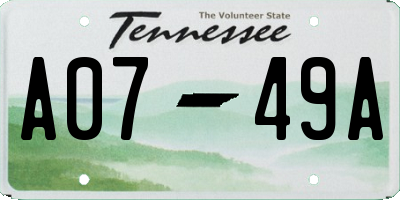 TN license plate A0749A