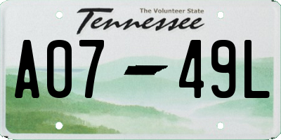 TN license plate A0749L