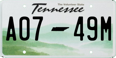 TN license plate A0749M