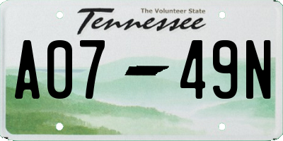 TN license plate A0749N