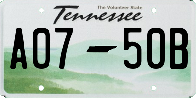TN license plate A0750B
