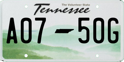 TN license plate A0750G