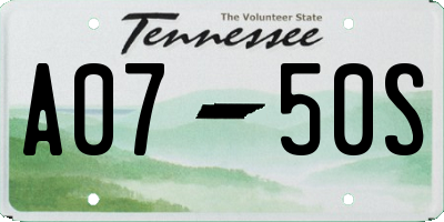 TN license plate A0750S