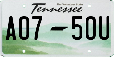 TN license plate A0750U