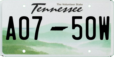 TN license plate A0750W