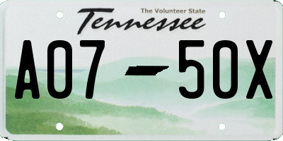 TN license plate A0750X