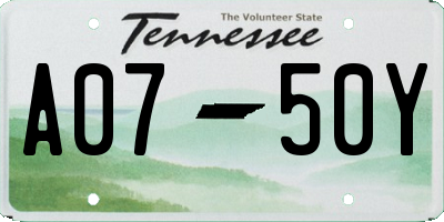 TN license plate A0750Y