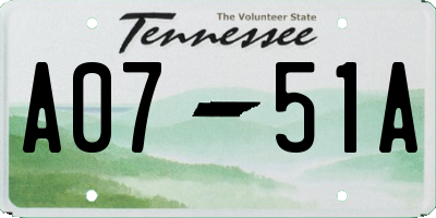 TN license plate A0751A
