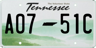TN license plate A0751C